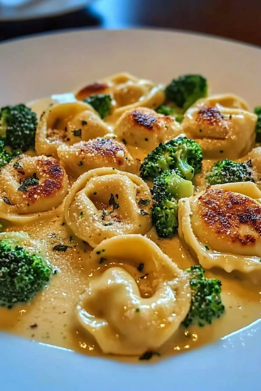 Creamy Garlic Parmesan Tortellini with Chicken Broccoli
