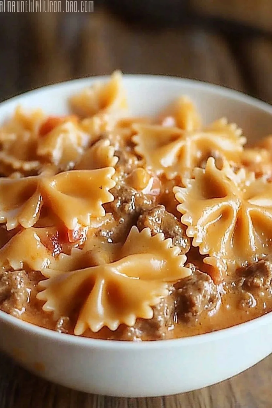 Velveeta Beef Bowtie Pasta