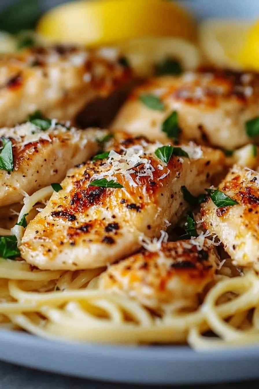 Lemon Garlic Butter Chicken with Parmesan Linguine