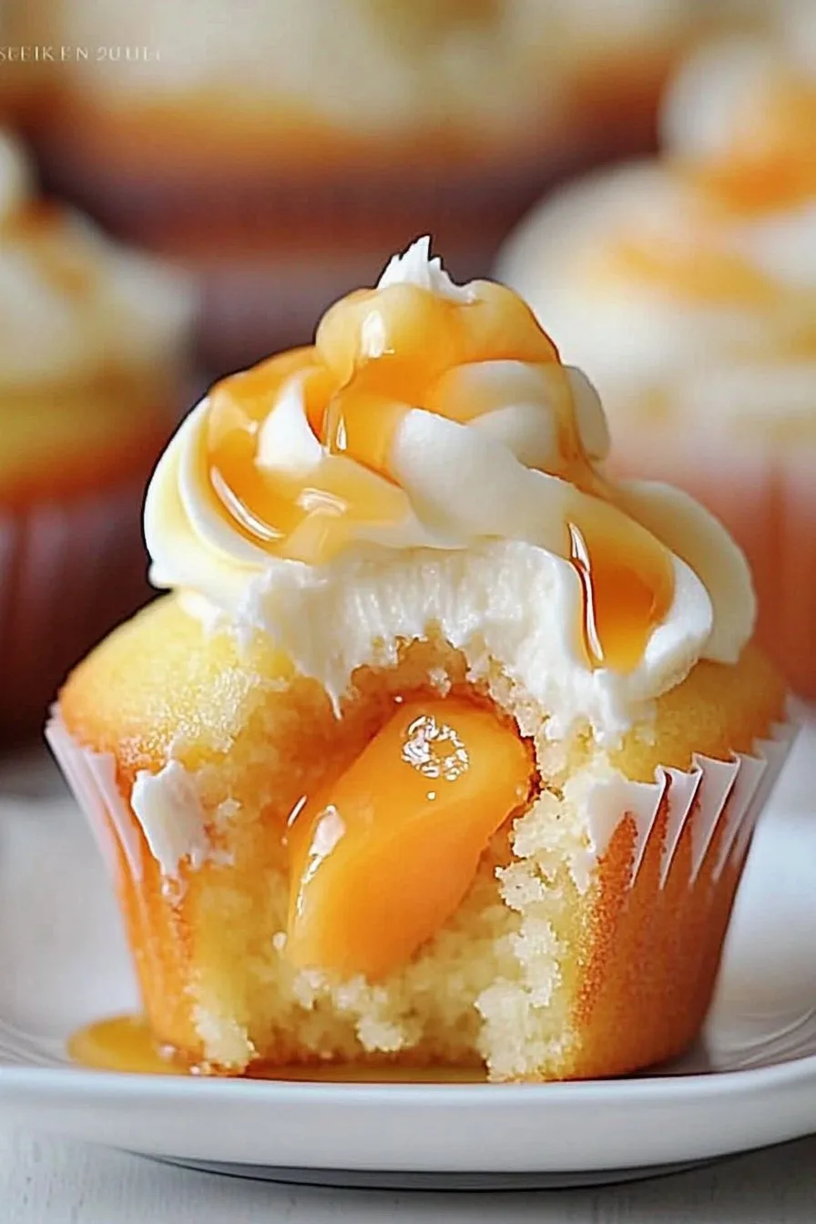 Honey Peach Cream Cheese Cupcakes