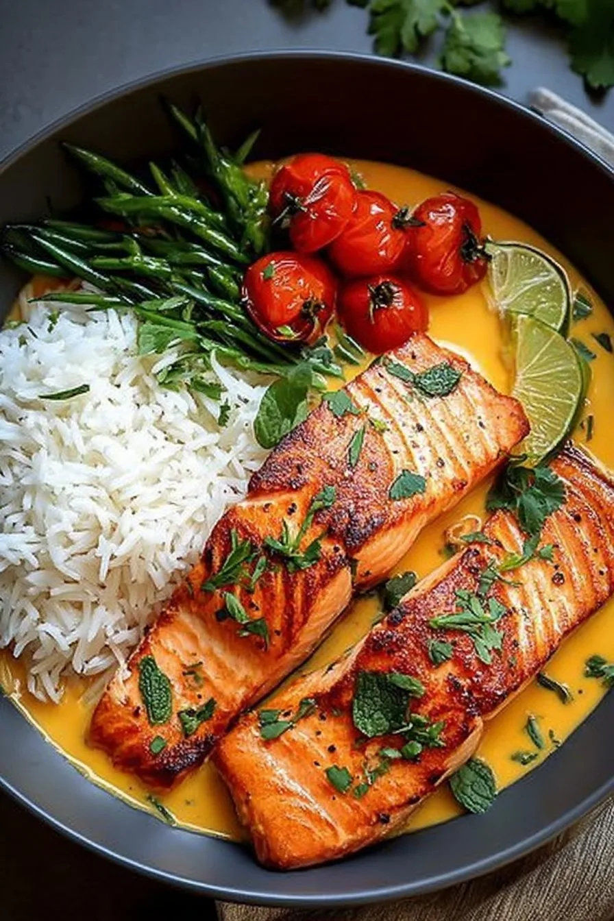 Coconut Curry Salmon With Jasmine Rice