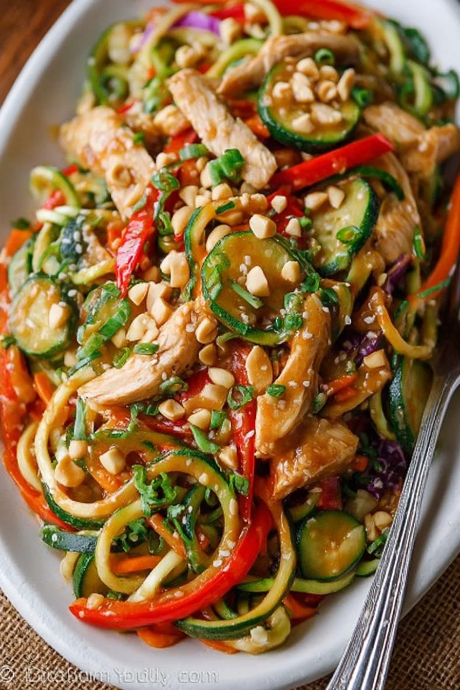 Peanut Chicken Zucchini Noodles
