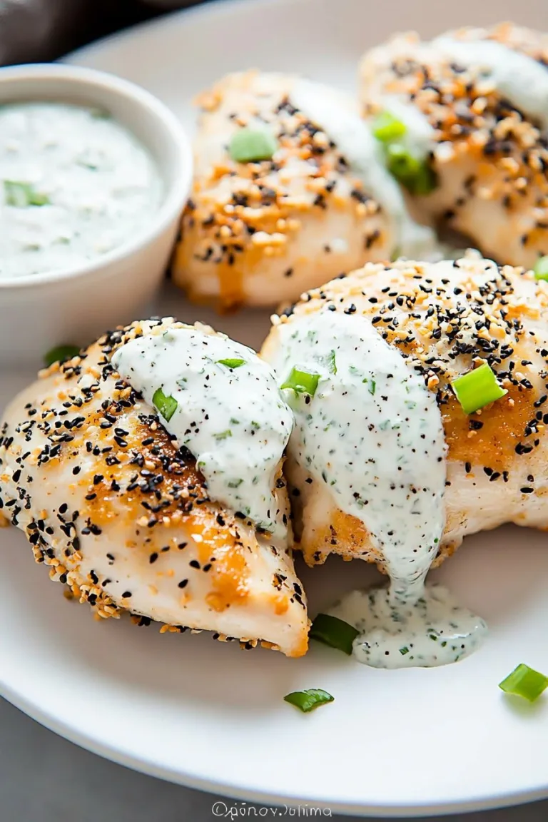 Everything Bagel Chicken with Scallion Cream Cheese Sauce