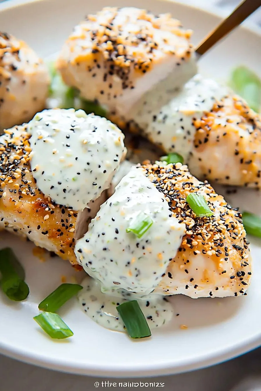 Everything Bagel Chicken with Scallion Cream Cheese Sauce