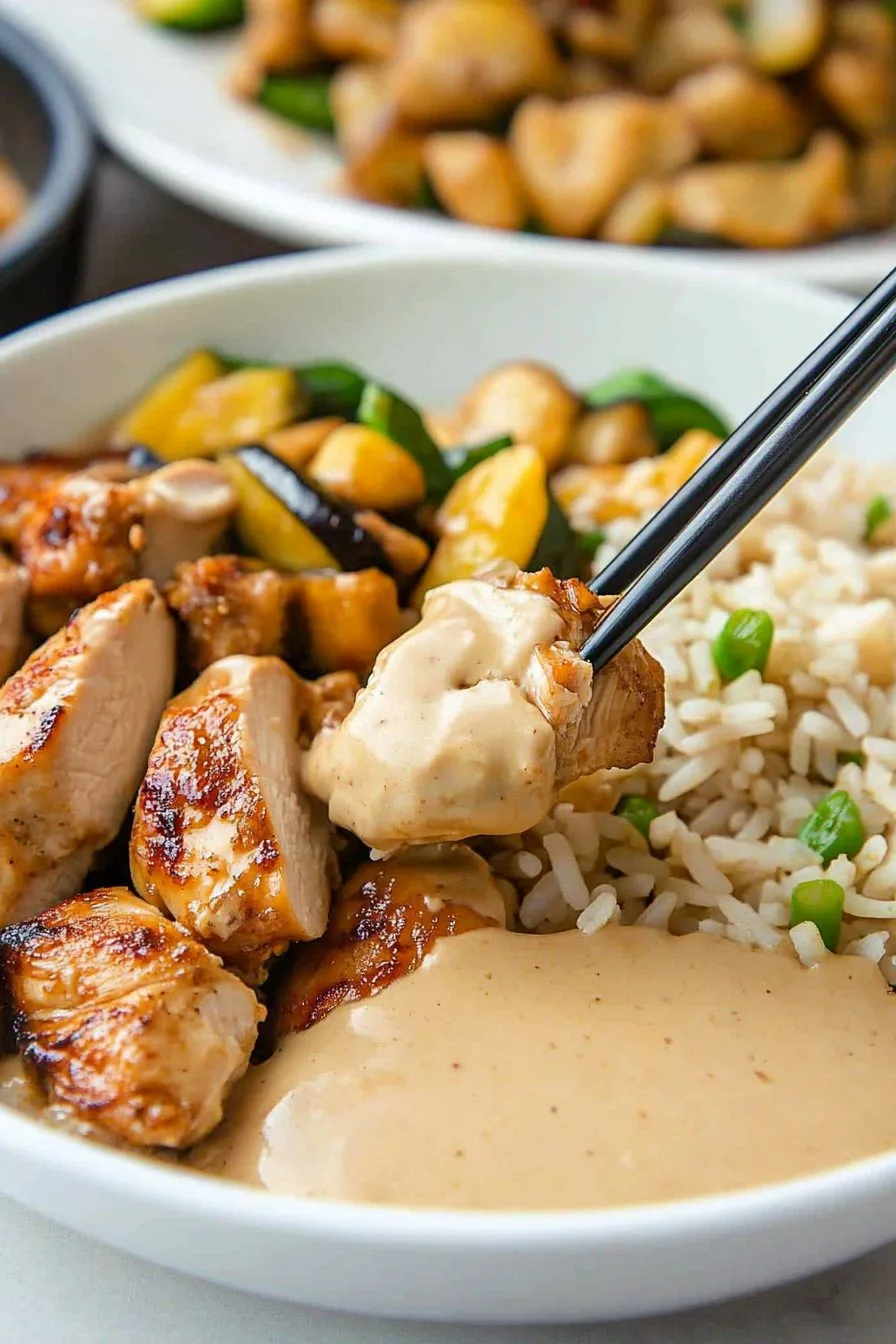 Hibachi Chicken with Fried Rice and Vegetables