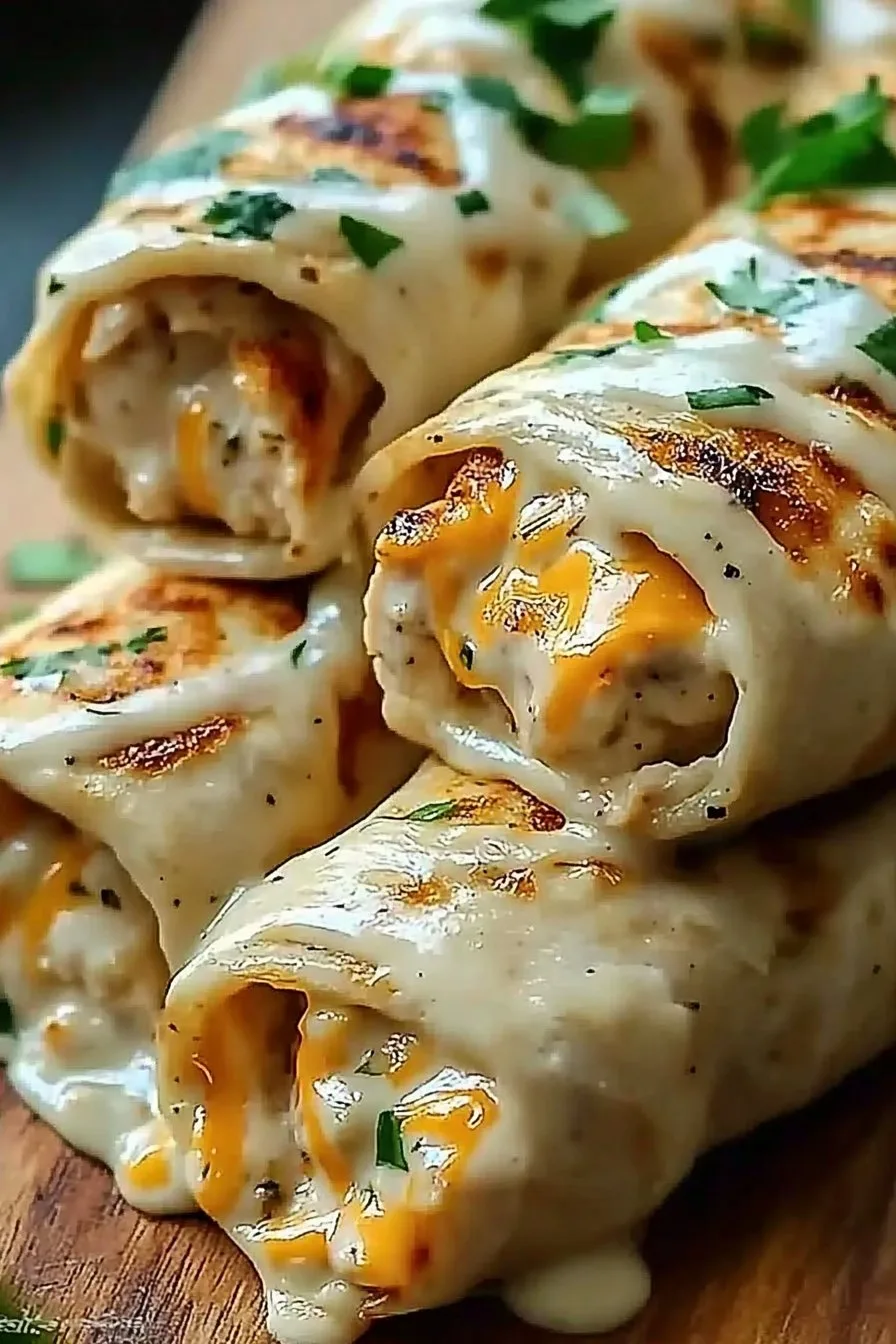 Cheesy Garlic Chicken Wraps
