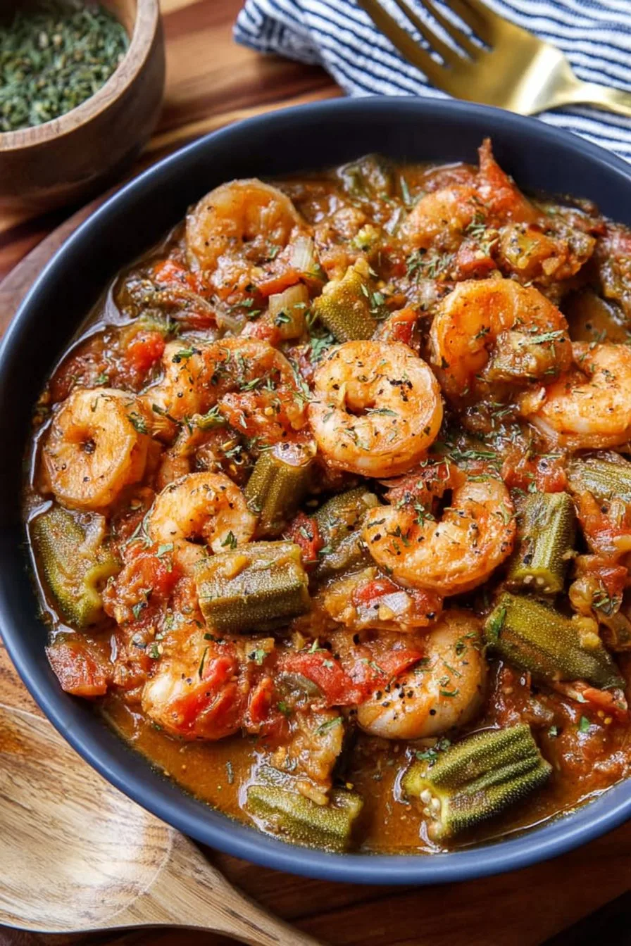 Smothered Okra With Shrimp