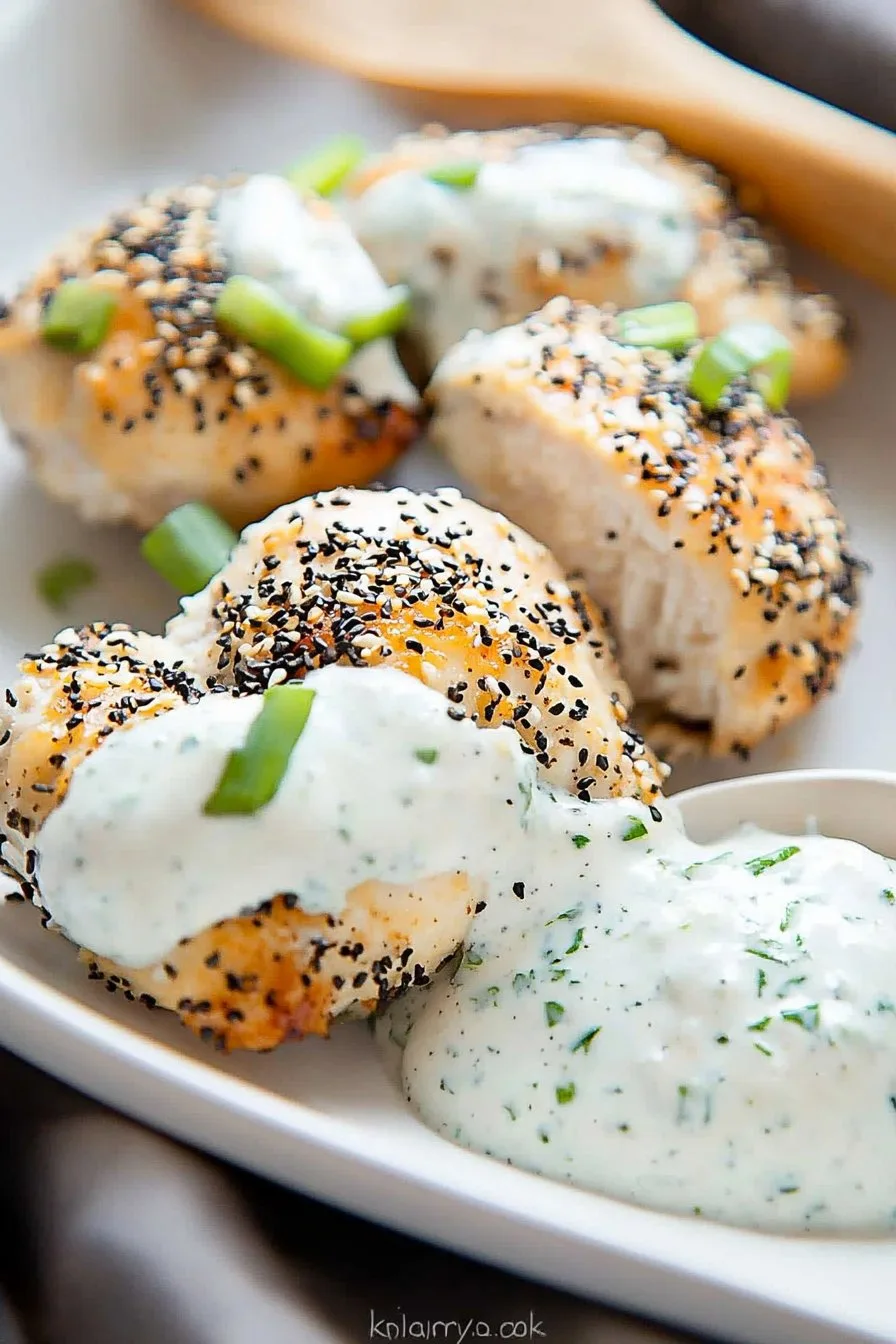 Everything Bagel Chicken with Scallion Cream Cheese Sauce