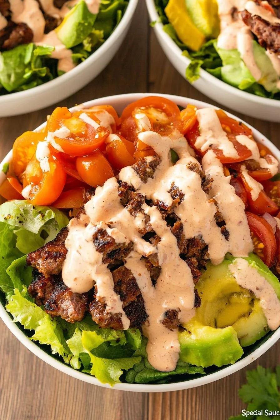 Fully Loaded Burger Bowl with “Special Sauce”