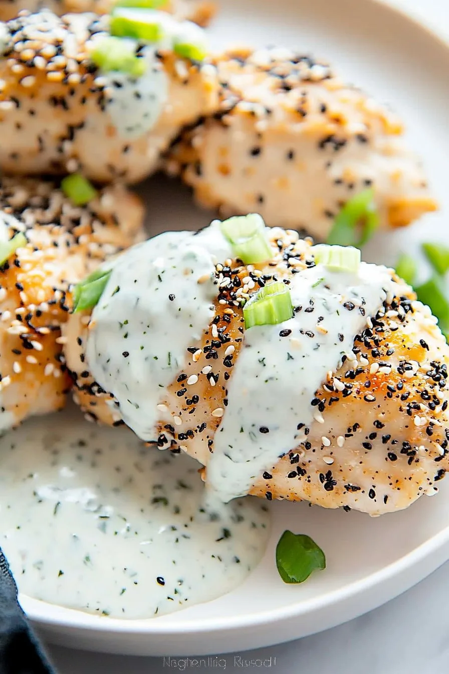 Everything Bagel Chicken with Scallion Cream Cheese Sauce