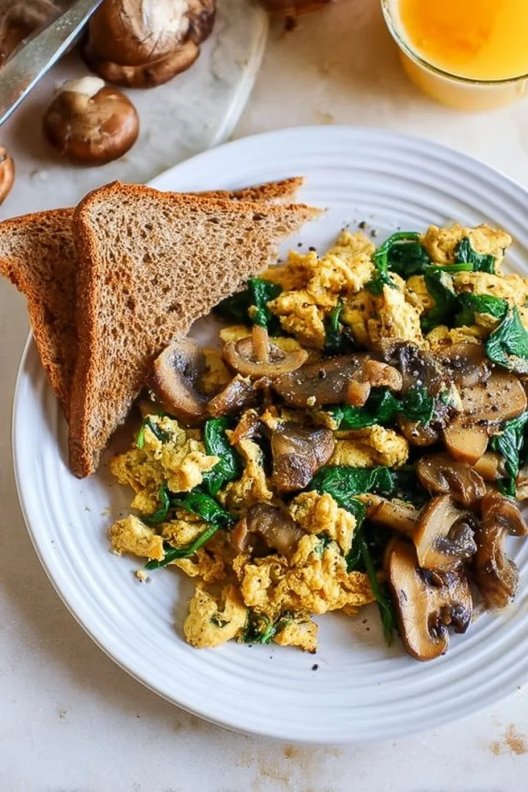 Mushroom-Spinach Scrambled Eggs