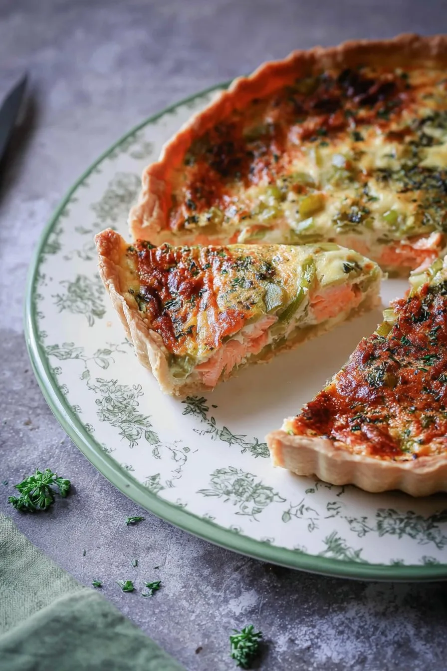 Fresh Salmon and Leek Quiche