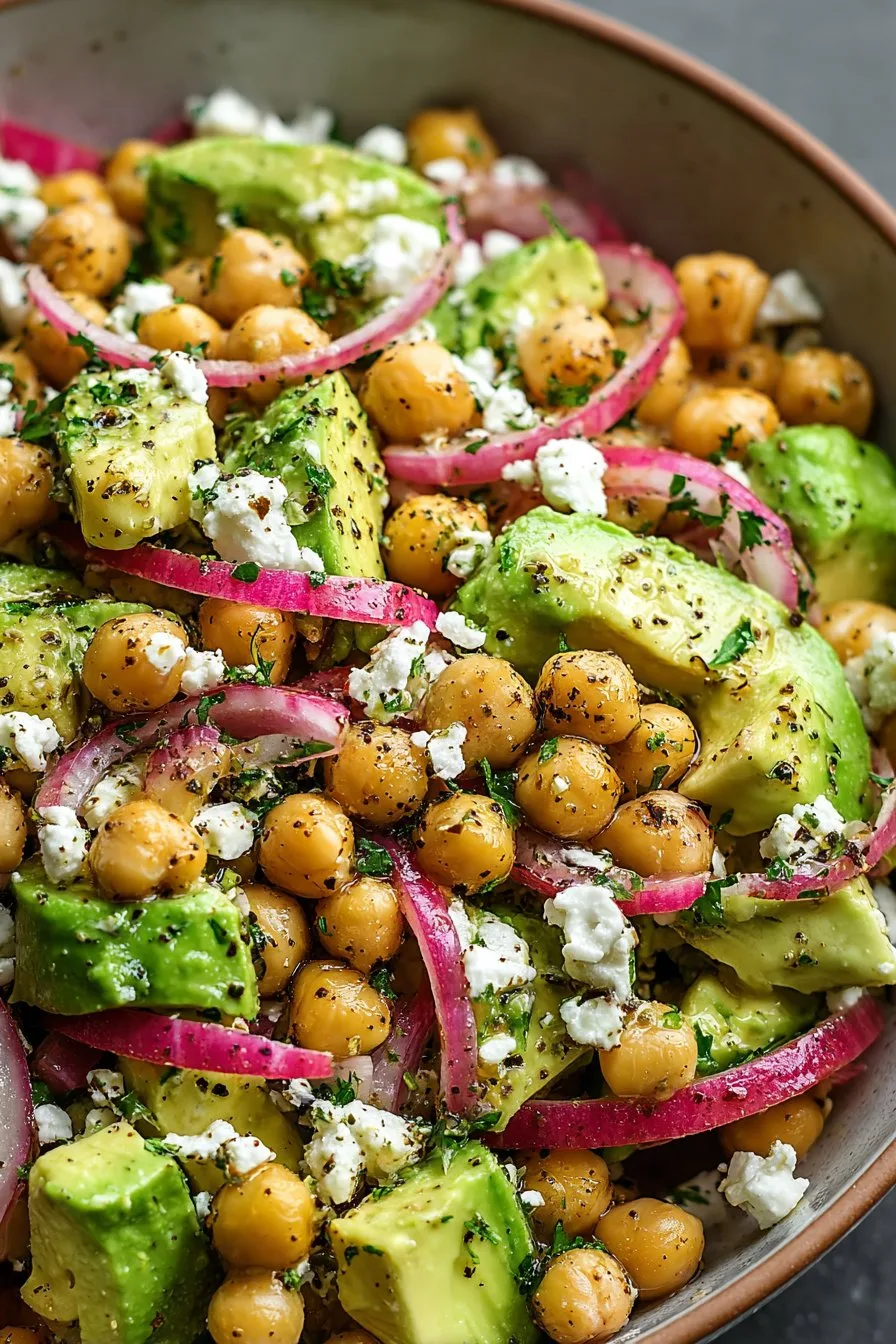 Chickpea Feta Avocado Salad