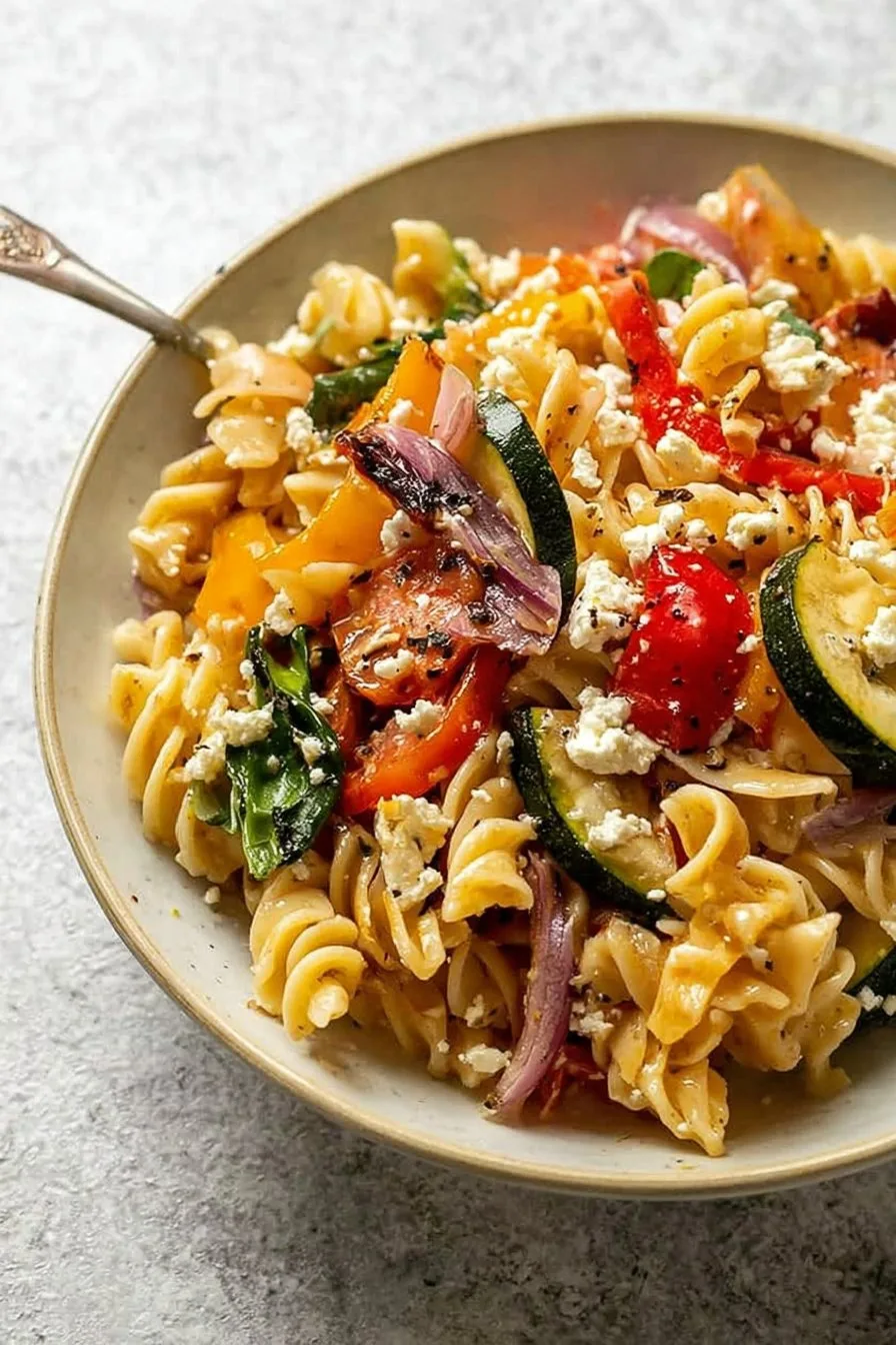 Roasted Veggie Pasta with Feta