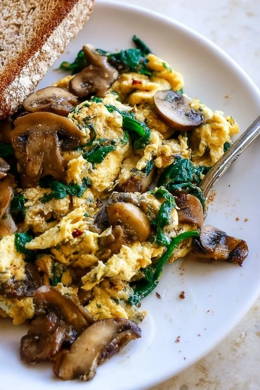 Mushroom-Spinach Scrambled Eggs