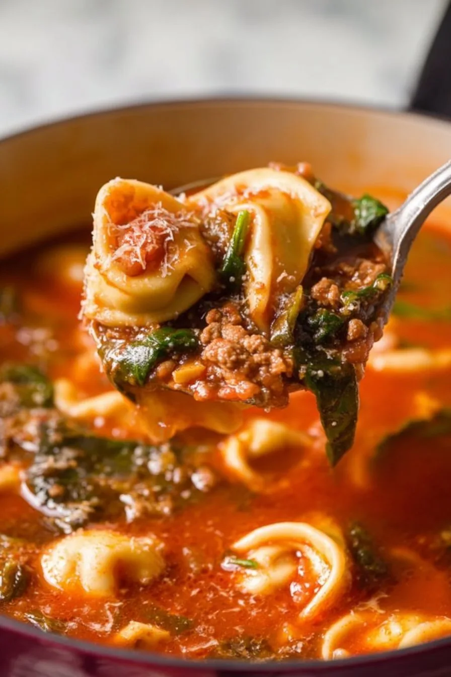Tortellini Soup with Italian Sausage & Spinach