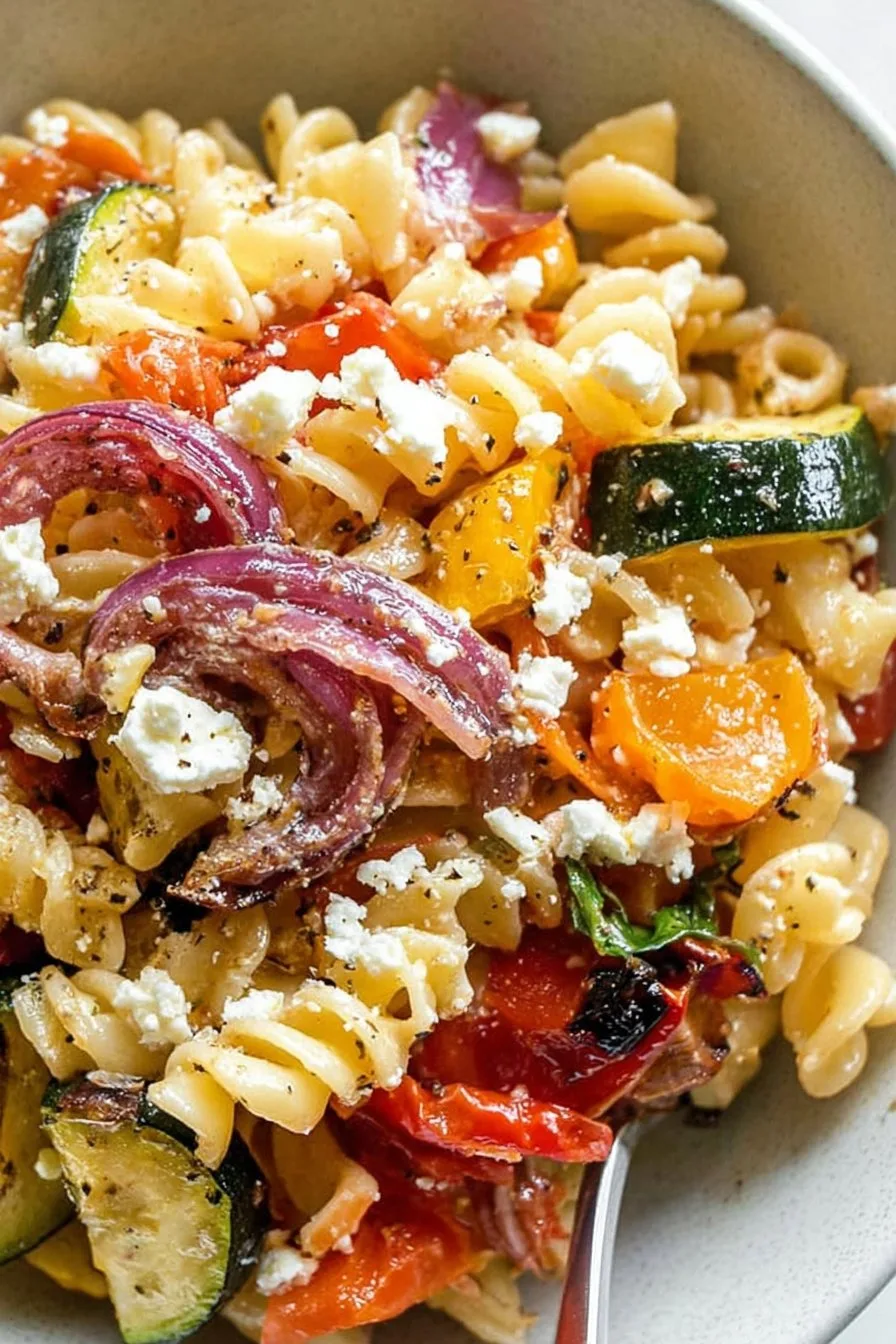 Roasted Veggie Pasta with Feta