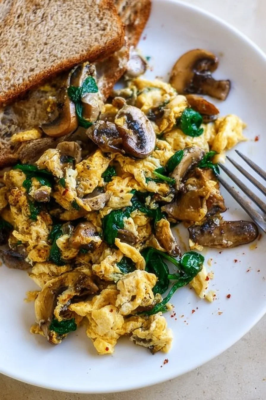 Mushroom-Spinach Scrambled Eggs