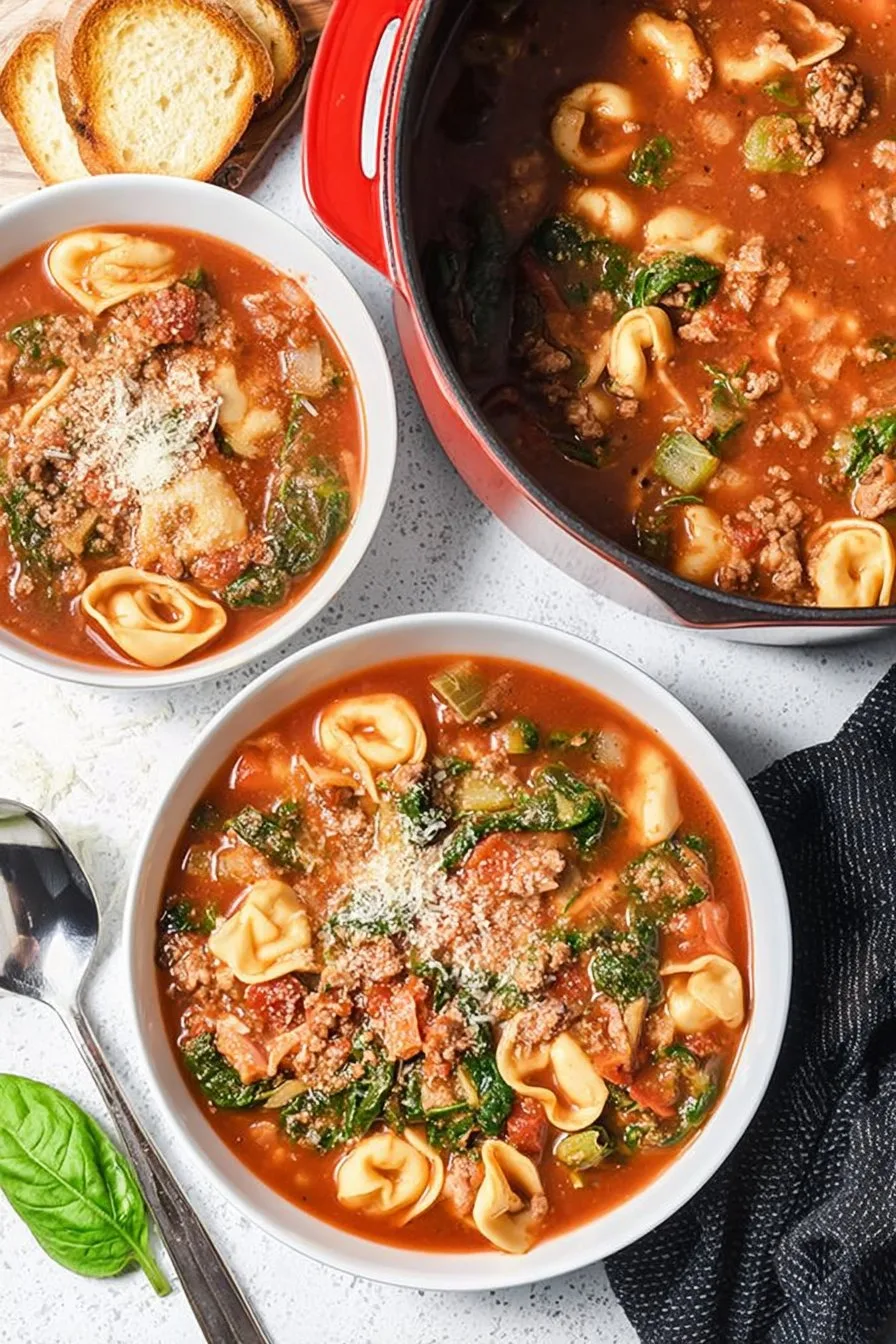 Tortellini Soup with Italian Sausage & Spinach