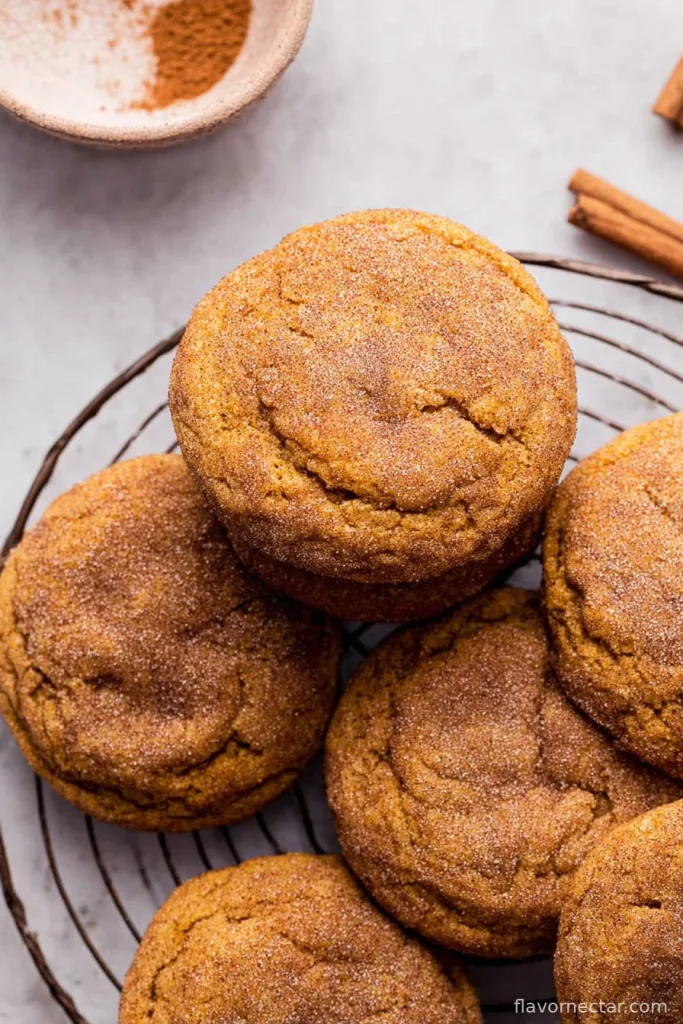 Chewy Pumpkin Snickerdoodle Cookies