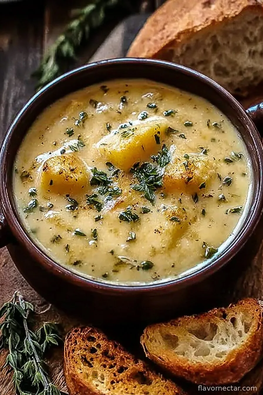 Hearty Cheddar Garlic Herb Potato Soup Recipe