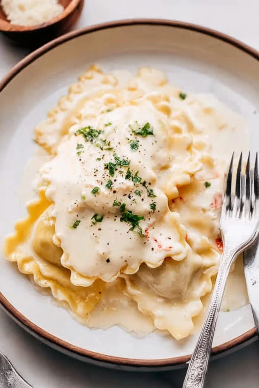 Lobster Ravioli with Lemon Cream Sauce