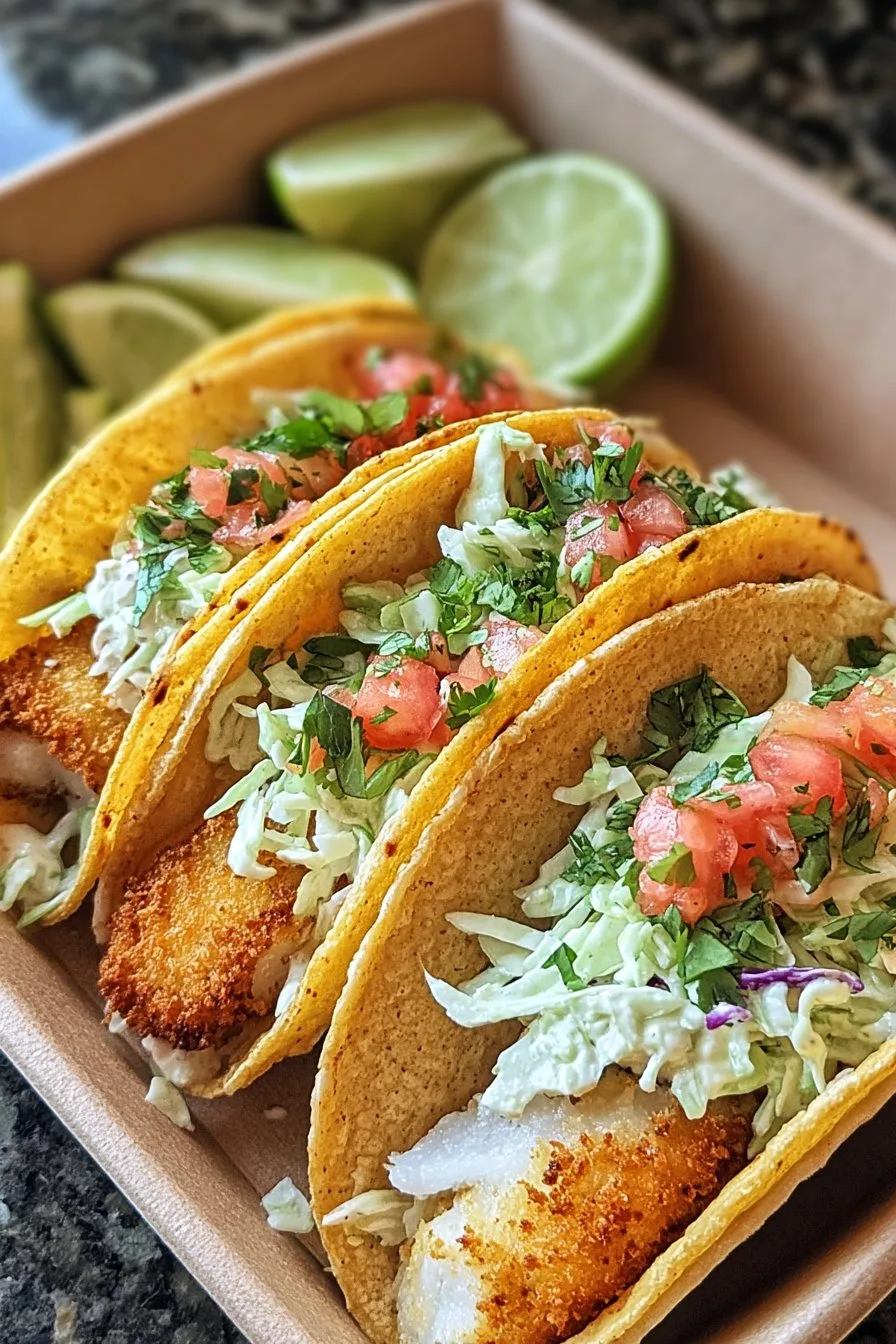 Crispy Fish Tacos with Cilantro Lime Slaw