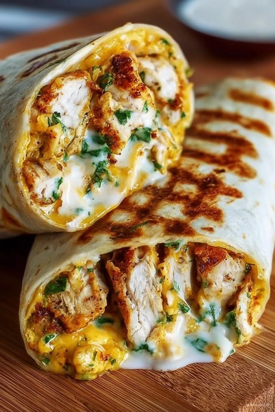 Ooey-Gooey Cheesy Garlic Chicken Wraps