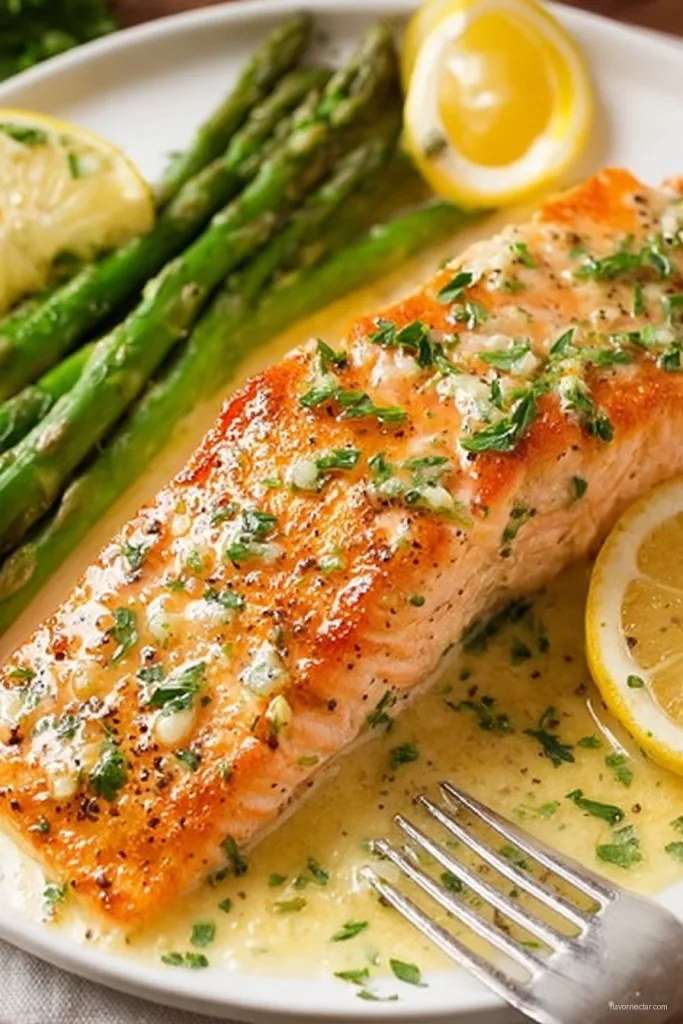 Salmon with Garlic Lemon Butter Sauce Recipe