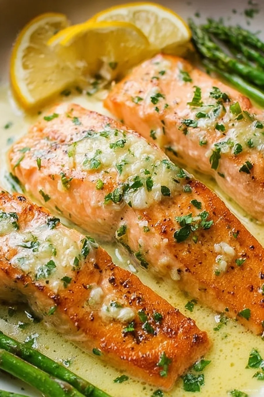 Salmon with Garlic Lemon Butter Sauce Recipe