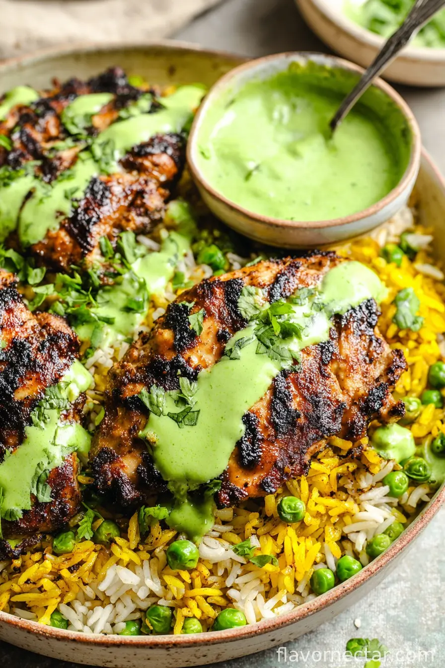 Peruvian Chicken & Rice with Green Sauce