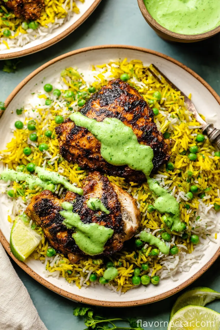 Peruvian Chicken & Rice with Green Sauce