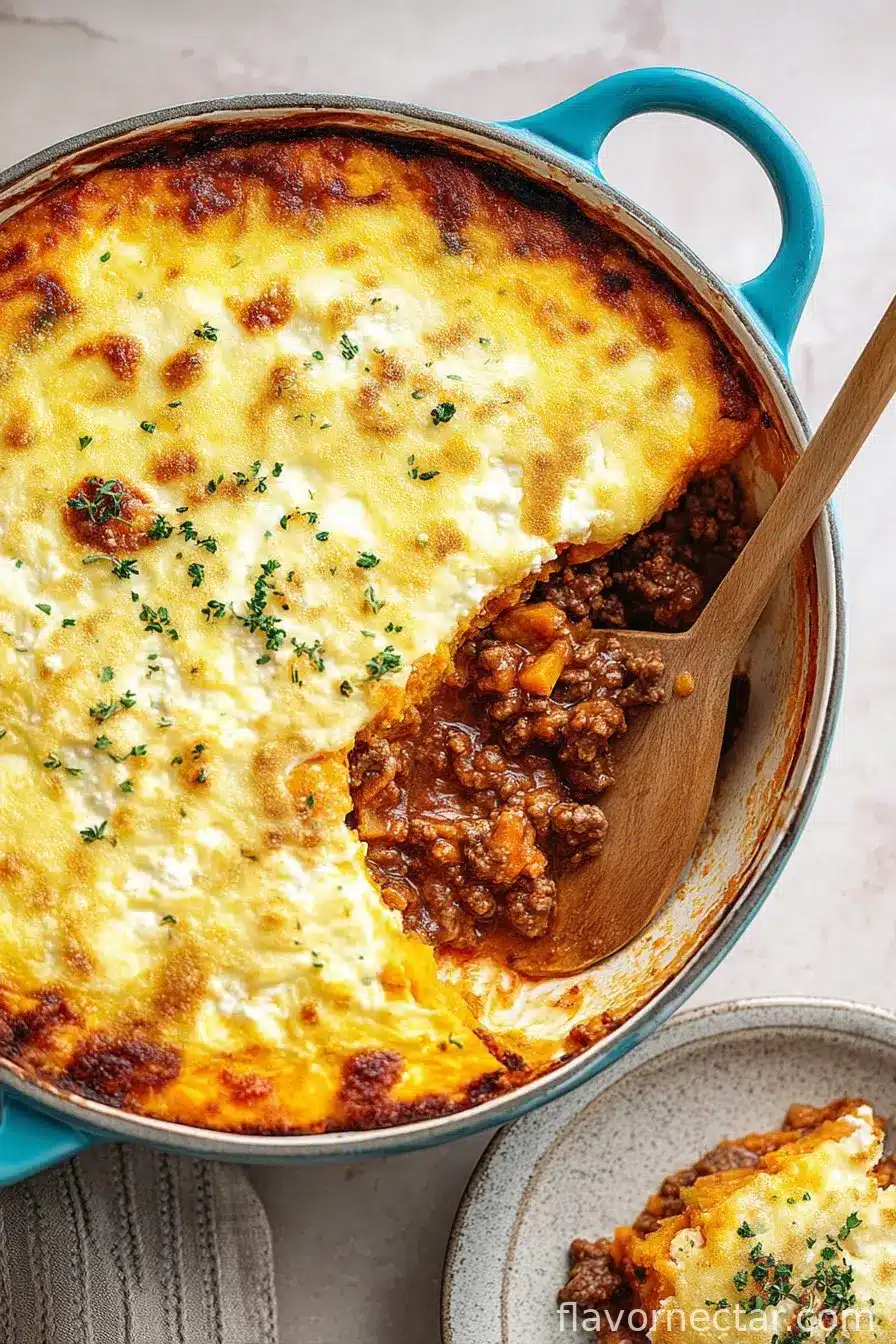 Cottage Cheese, Ground Beef and Sweet Potato Casserole
