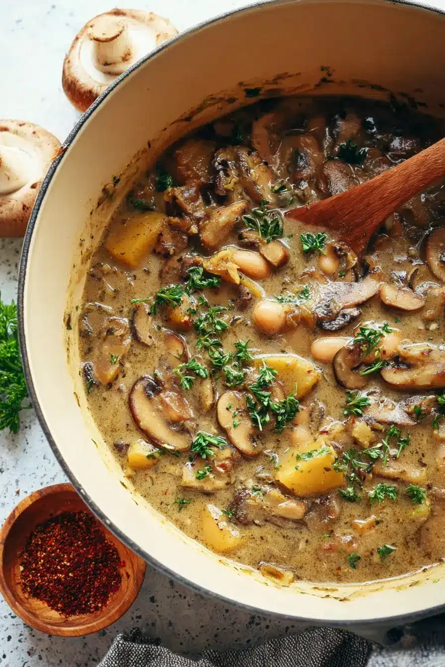 Cozy White Bean Mushroom Stew (Vegan)