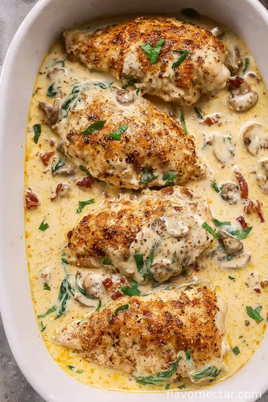 Creamy Baked Tuscan Chicken Breasts