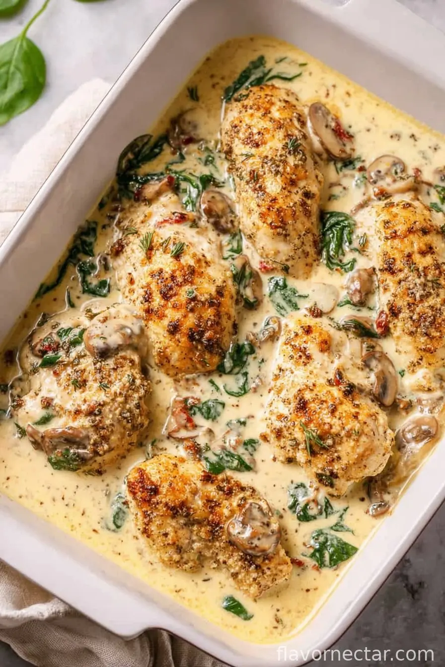 Creamy Baked Tuscan Chicken Breasts