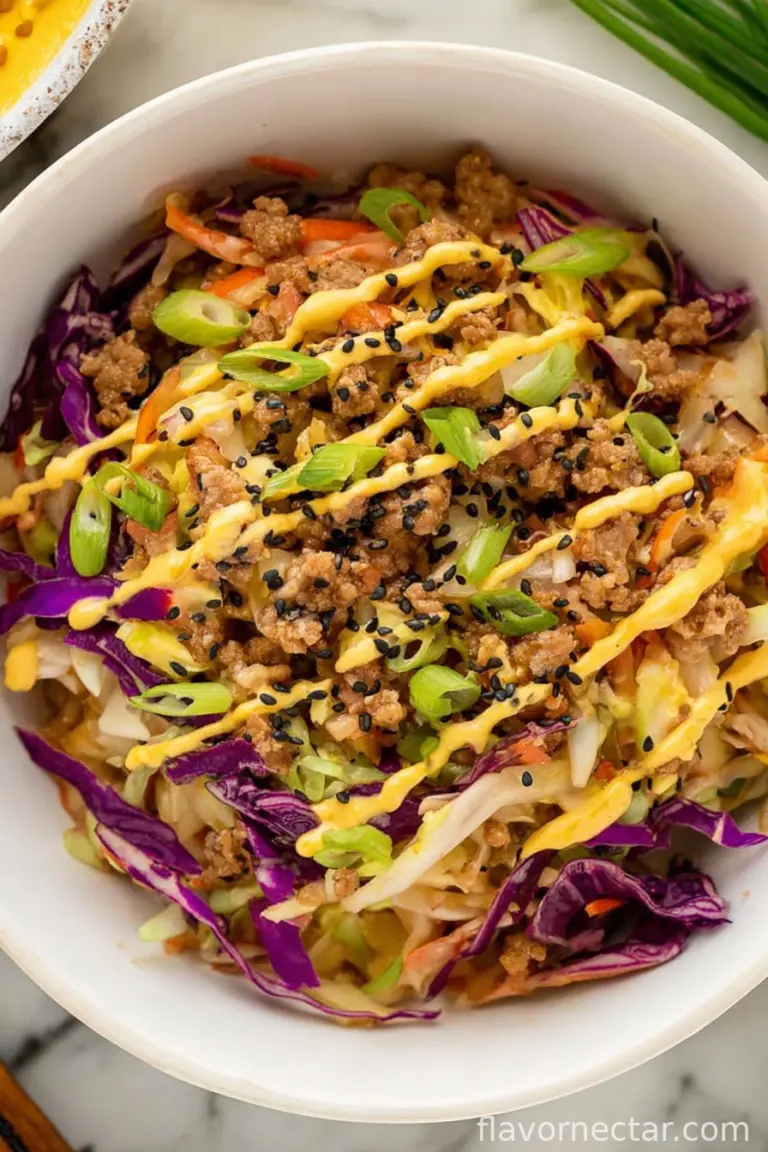 Easy Egg Roll in a Bowl with Coleslaw Mix