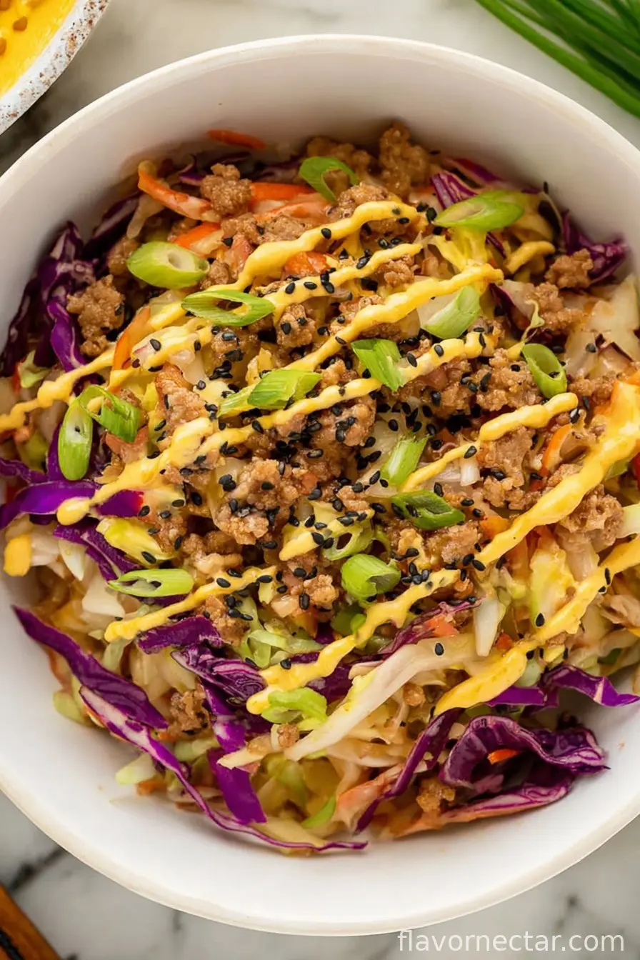 Easy Egg Roll in a Bowl with Coleslaw Mix