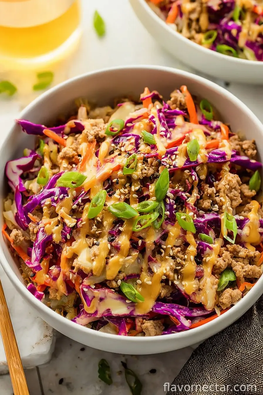 Easy Egg Roll in a Bowl with Coleslaw Mix
