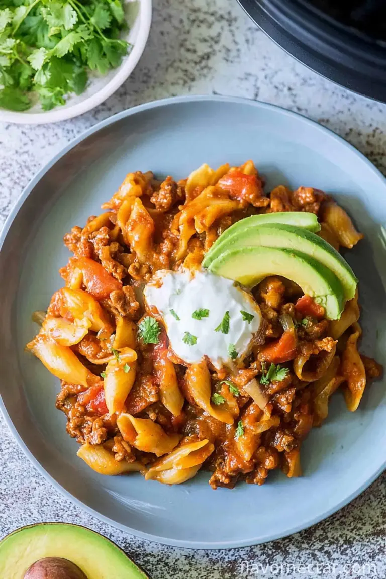 Easy Slow Cooker Taco Pasta