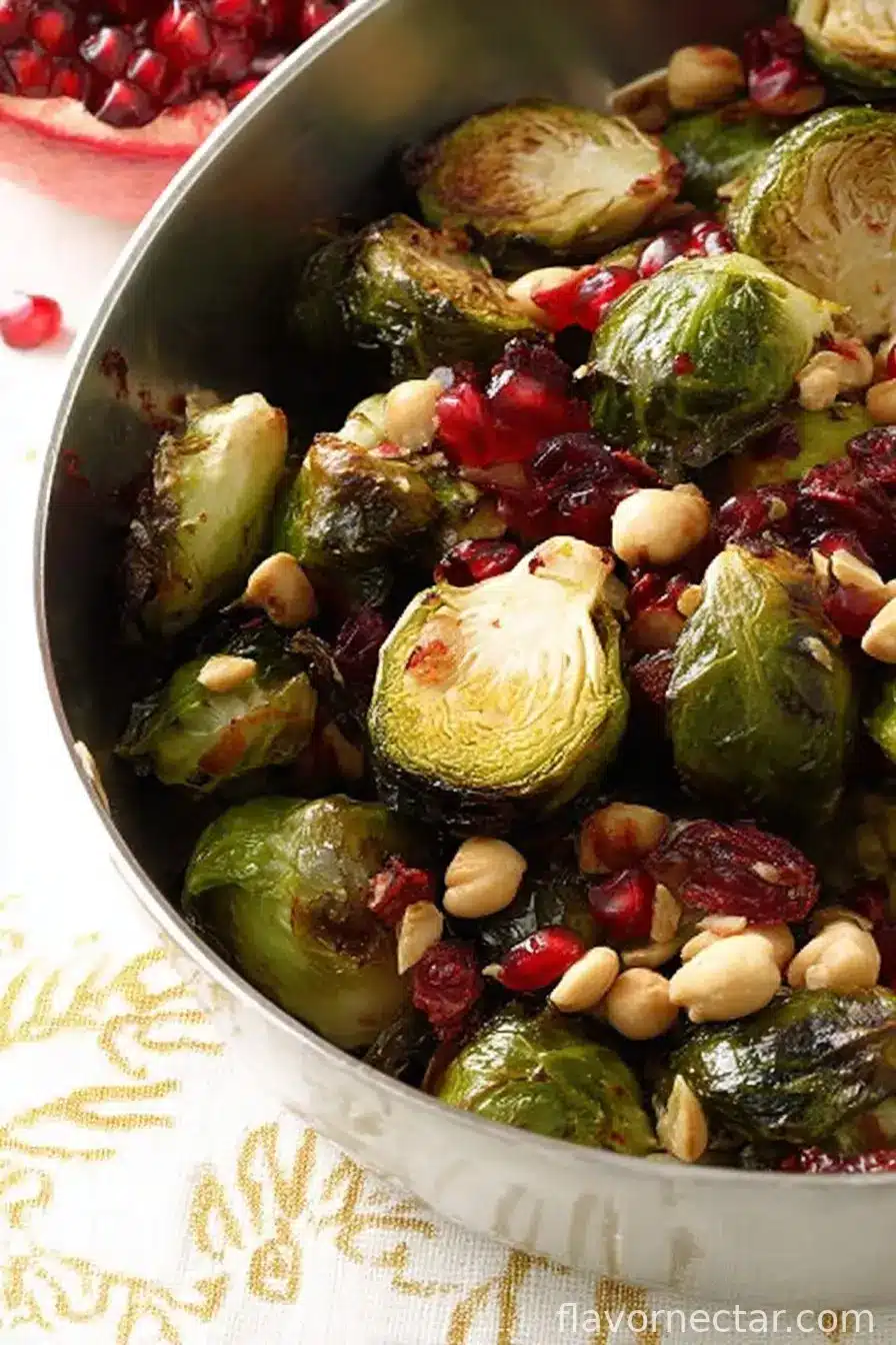 Pomegranate-Hazelnut Roasted Brussels Sprouts