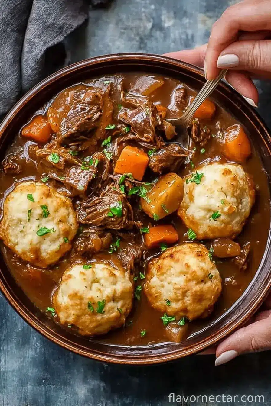 Slow Cooker Beef Stew and Dumplings
