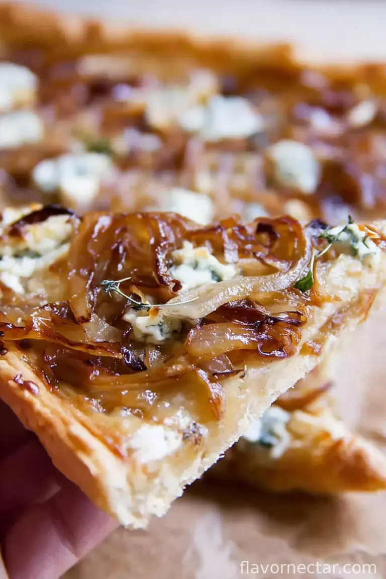 Caramelized Onion Tart with Gorgonzola and Brie
