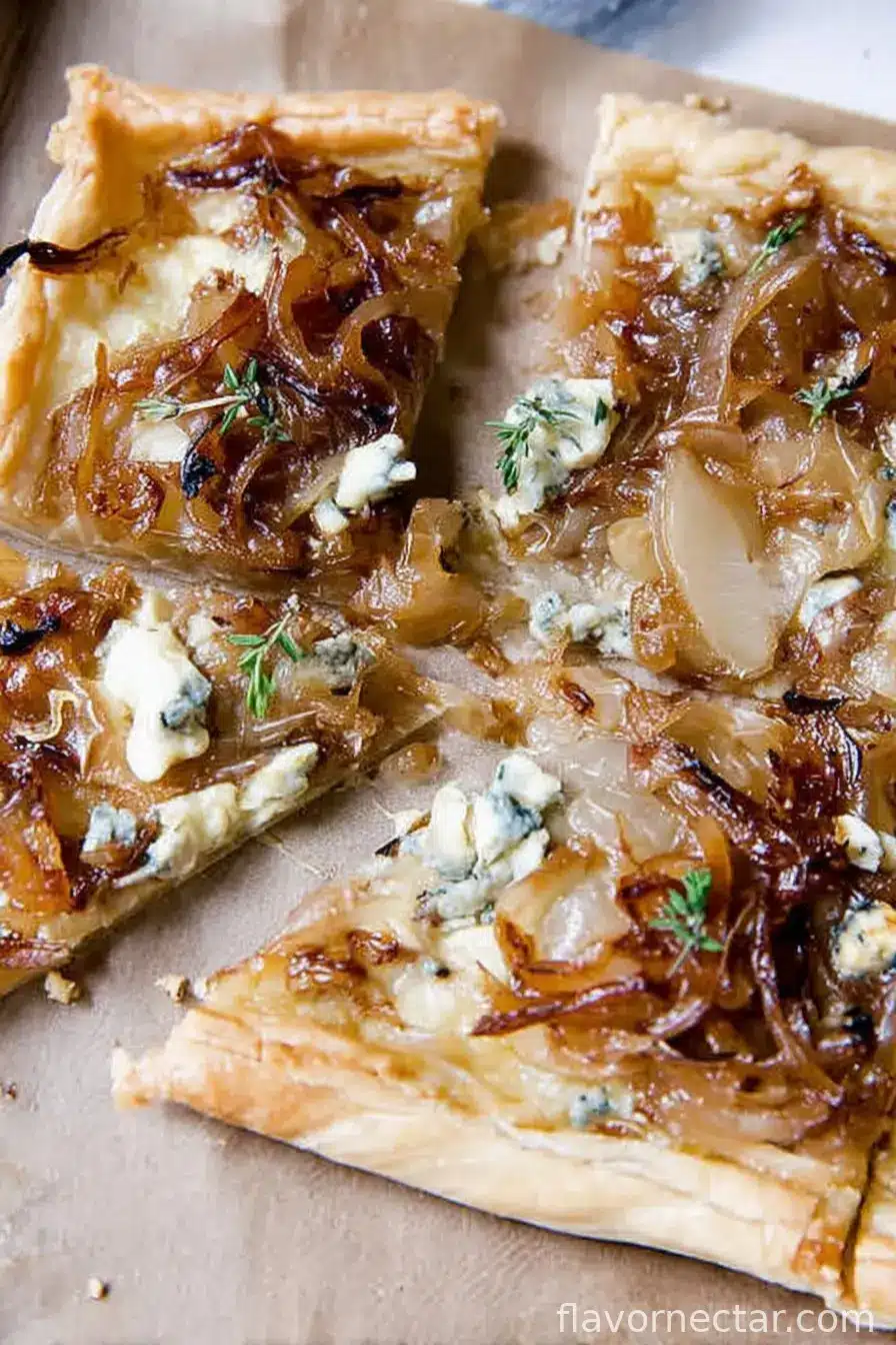 Caramelized Onion Tart with Gorgonzola and Brie