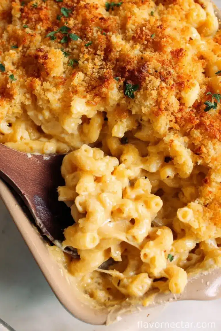 Creamy Baked Mac And Cheese With Crispy Breadcrumb Topping