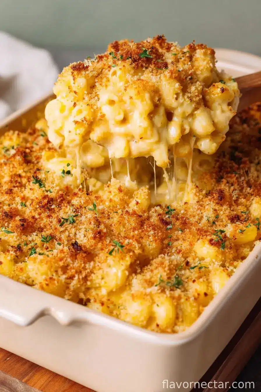 Creamy Baked Mac And Cheese With Crispy Breadcrumb Topping
