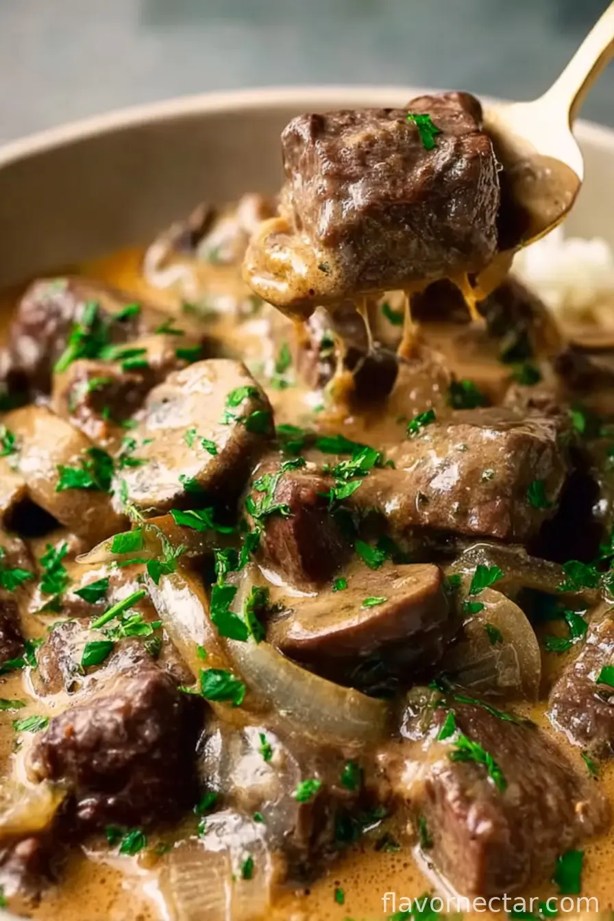 Creamy Whole30 Beef Stroganoff