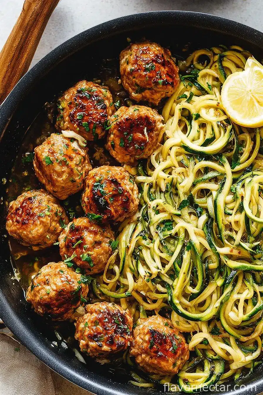 Garlic Butter Chicken Meatballs and Zoodles