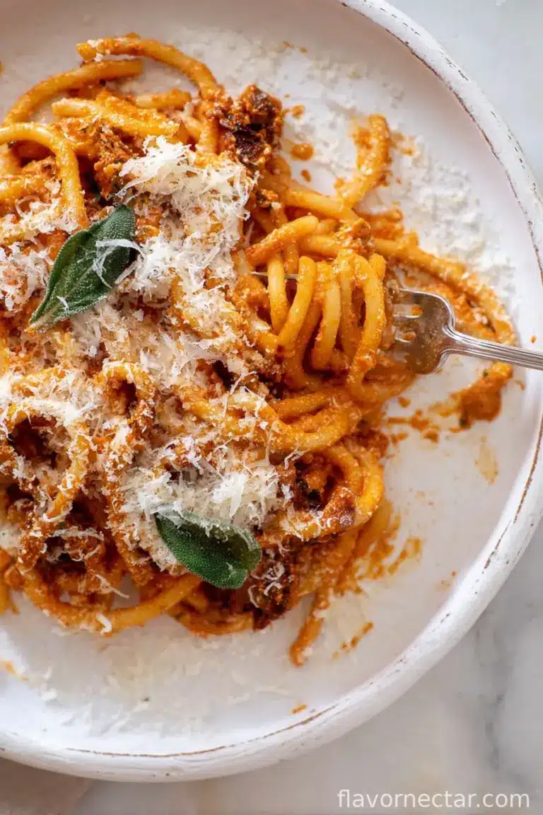 Baked Bucatini with Vodka Sauce