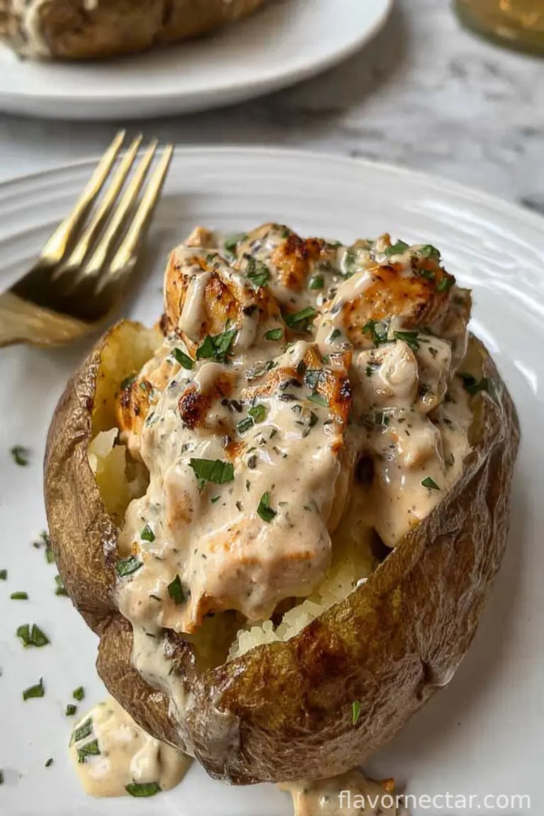 Chicken Alfredo Stuffed Potato